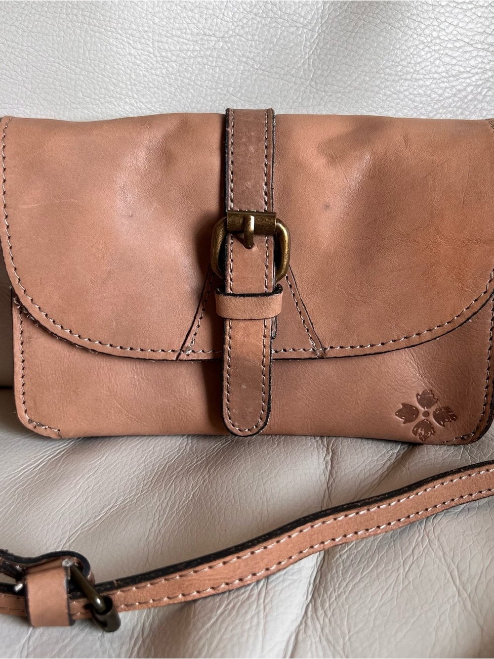 Patricia Nash Leather Crossbody Bag in Cognac Brown